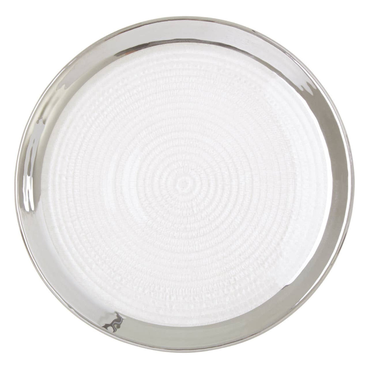 Ida Embossed Glass Coupe Side Plate with Silver Rim