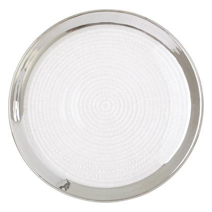 Ida Embossed Glass Coupe Side Plate with Silver Rim