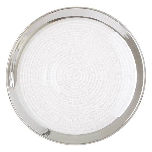 Ida Embossed Glass Coupe Side Plate with Silver Rim
