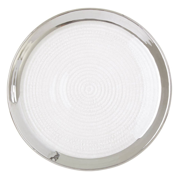 Ida Embossed Glass Coupe Side Plate with Silver Rim