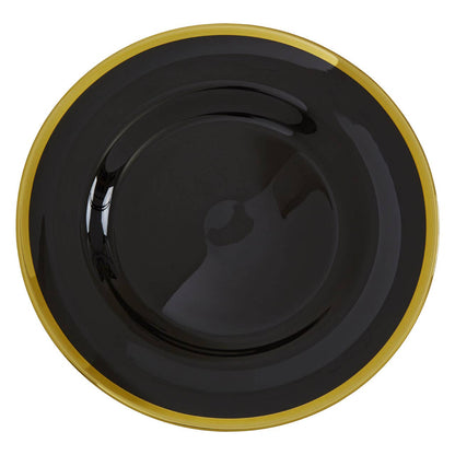 Ida Black Glass Charger Plate with Gold Rim