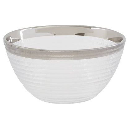 Ida Embossed Glass Bowl With Silver Rim