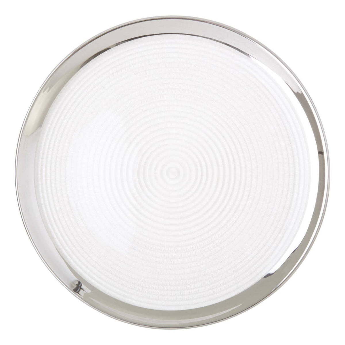 Ida Embossed Glass Coupe Charger Plate with Silver Rim