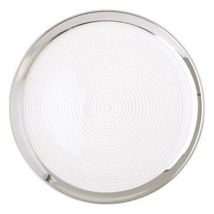 Ida Embossed Glass Coupe Charger Plate with Silver Rim