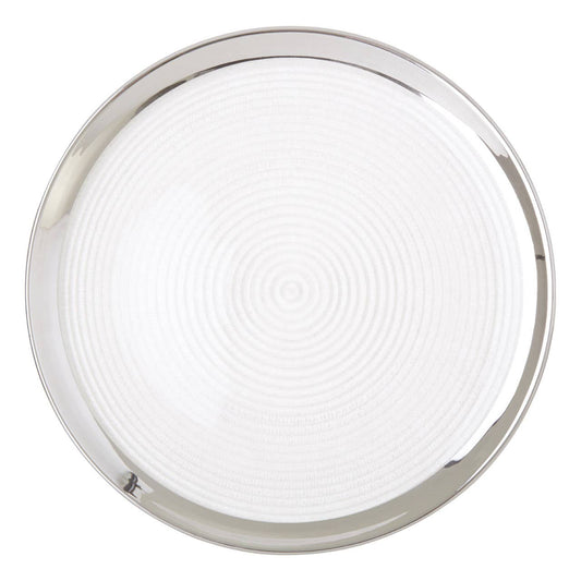 Ida Embossed Glass Coupe Charger Plate with Silver Rim