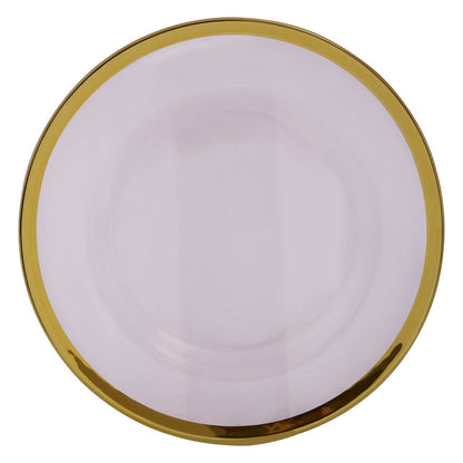 Ida Textured Glass Dinner Plate With Gold Rim
