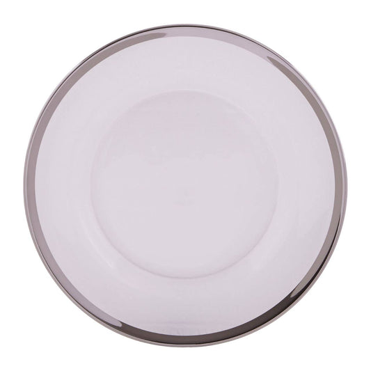 Ida Glass Dinner Plate With Silver Rim