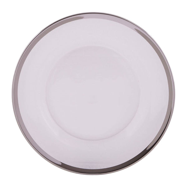 Ida Glass Dinner Plate With Silver Rim
