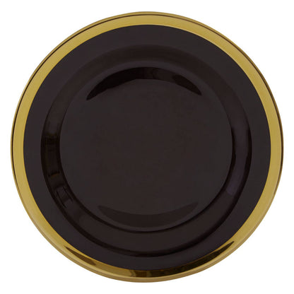 Ida Black Glass Dinner Plate with Gold Rim