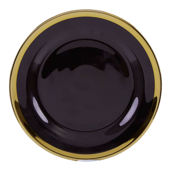 Ida Black Glass Side Plate with Gold Rim