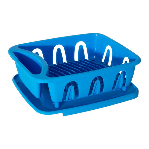 Laurie Blue Plastic Dish Drainer with Removable Tray