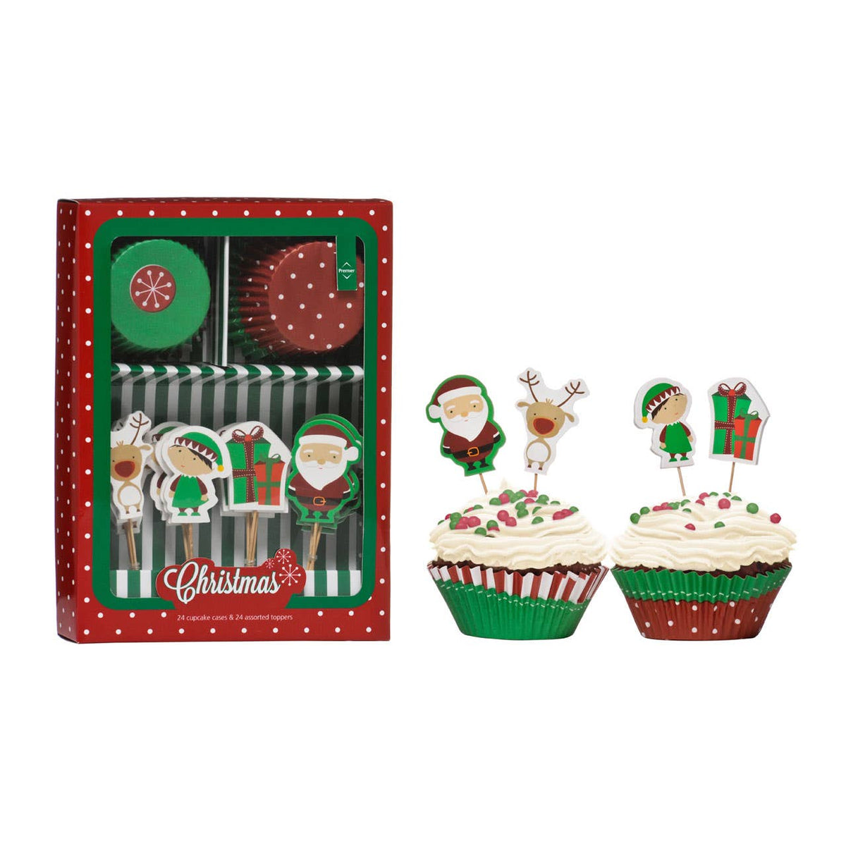 Diva Christmas Cupcake Cases and Toppers Set