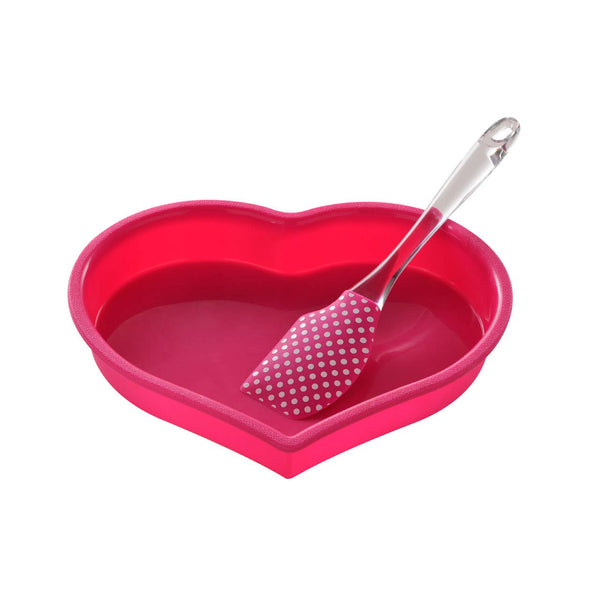 Hallie Heart Silicone Mould and Spatula Baking Set
