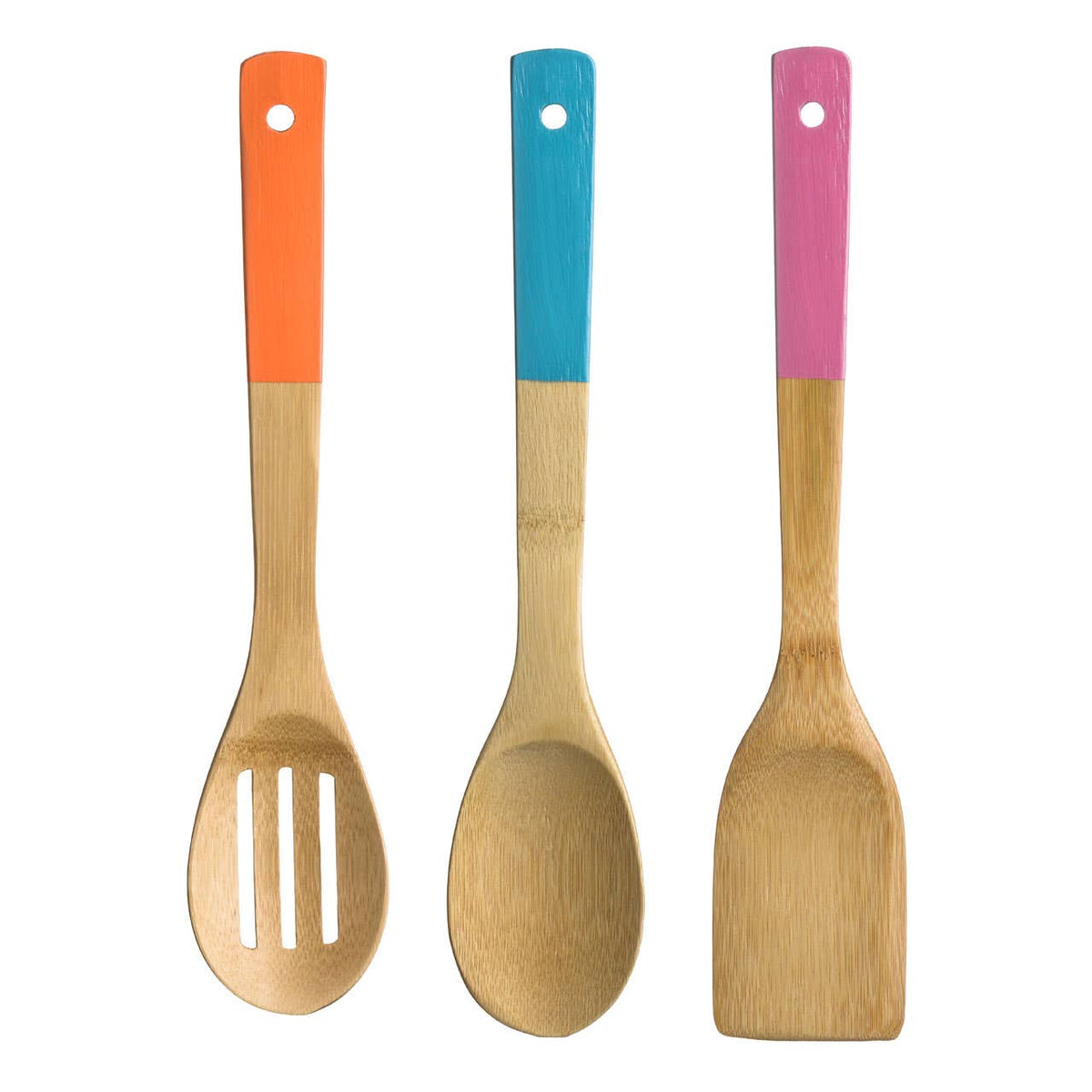 Aleki 3 Piece Bamboo Kitchen Utensil Set With Coloured Handles