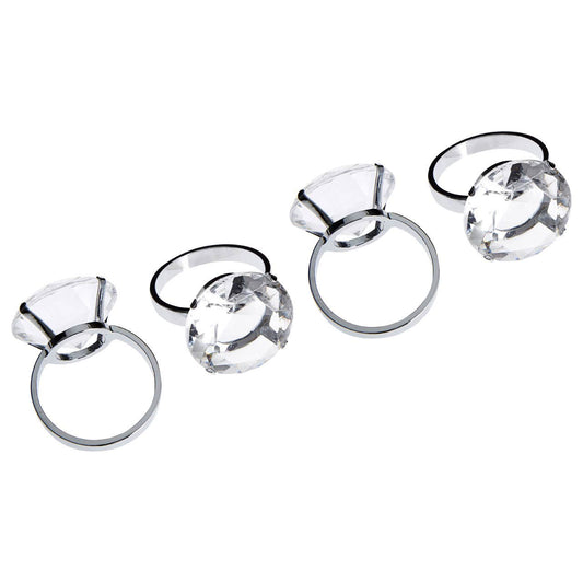 Set Of Four Clear Diamante Napkin Rings