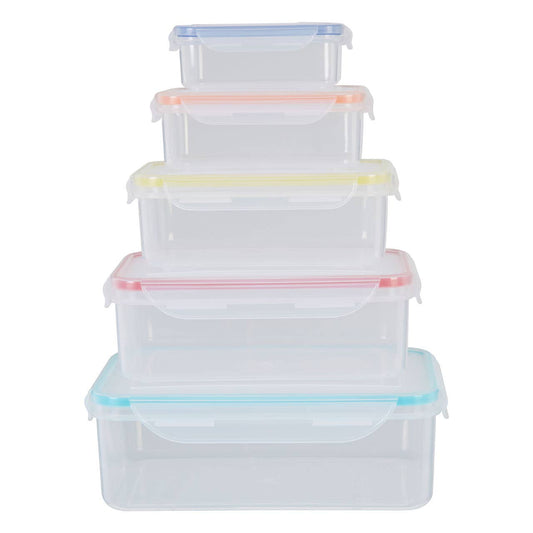 Herrela 5 Piece Rectangular Food Containers with Airtight Lids