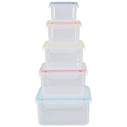 Herrela 5 Piece Square Food Containers with Airtight Lids