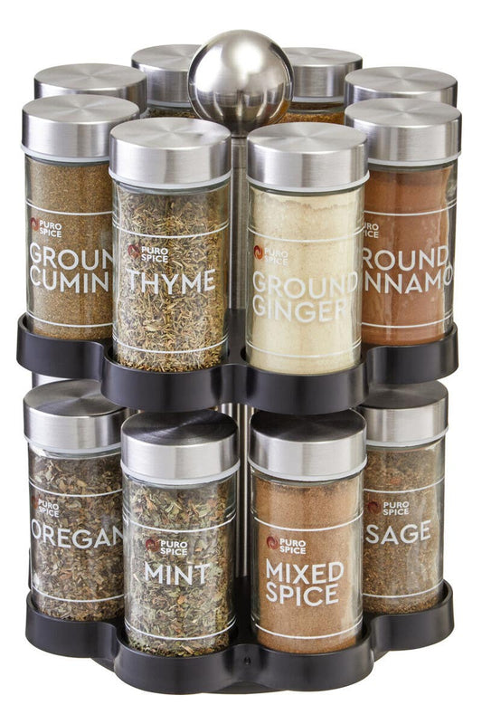 Puro Revolving Spice Rack with 16 Spices and Herbs