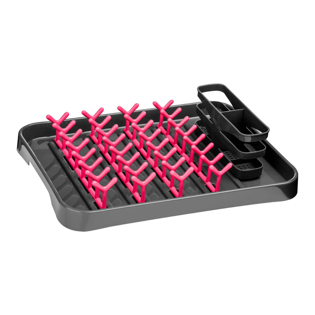 Laurie Dish Drainer - Grey and Hot Pink