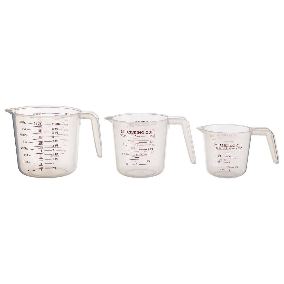 Guluna Set of Three Clear Plastic Measuring Jugs