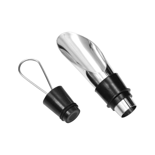 Mancini Chrome And Plastic Wine Pourer And Stopper