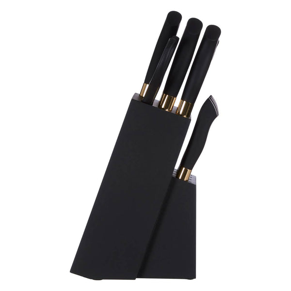Corsico 11 Piece Black and  Gold Knife Set with Block