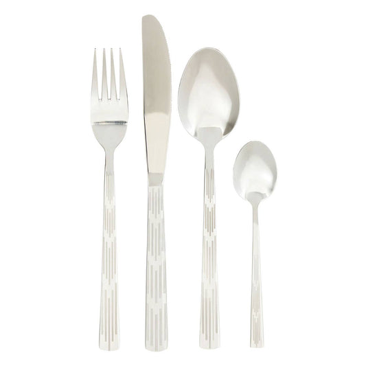 Avie 16 Piece Etched Deco Cutlery Set