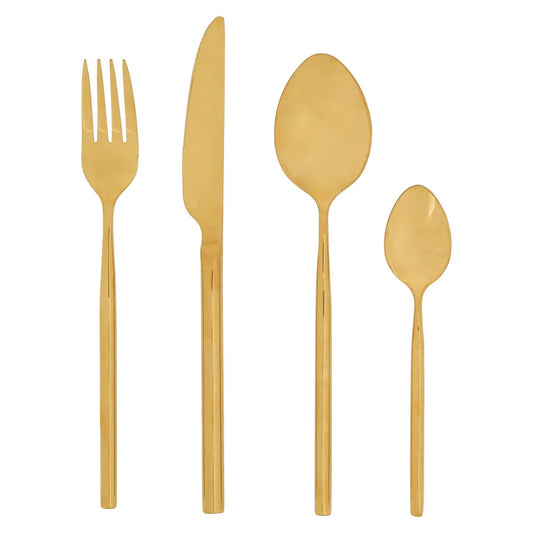 Modern Retro 16 Piece Gold Finish Cutlery Set
