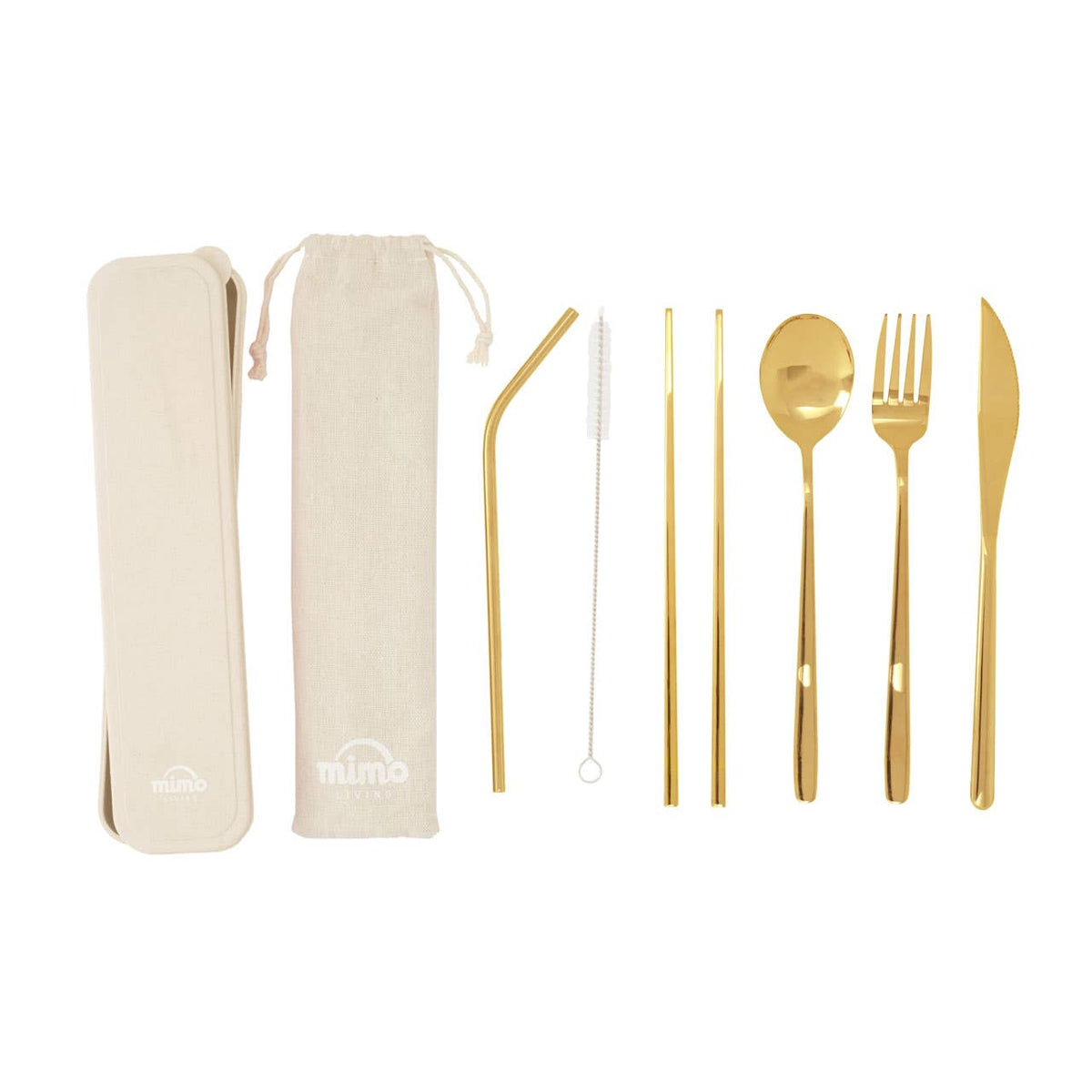 Mimo 6 Piece Gold Travel Cutlery Set with Case