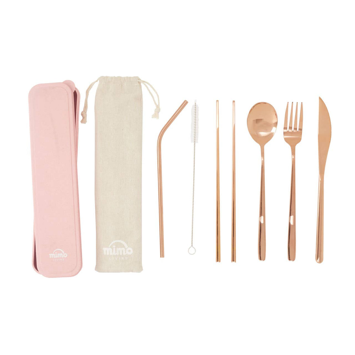 Mimo 6 Piece Rose Gold Travel Cutlery Set with Case