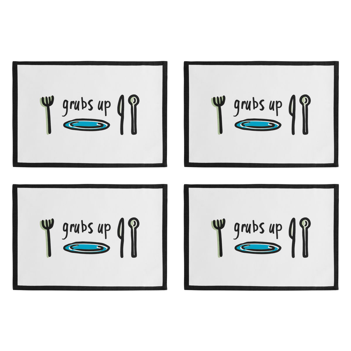 Doodle Set Of Four Grubs Up Placemats