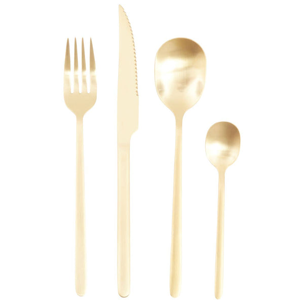 Avie 16 Piece Gold Finish Cutlery Set
