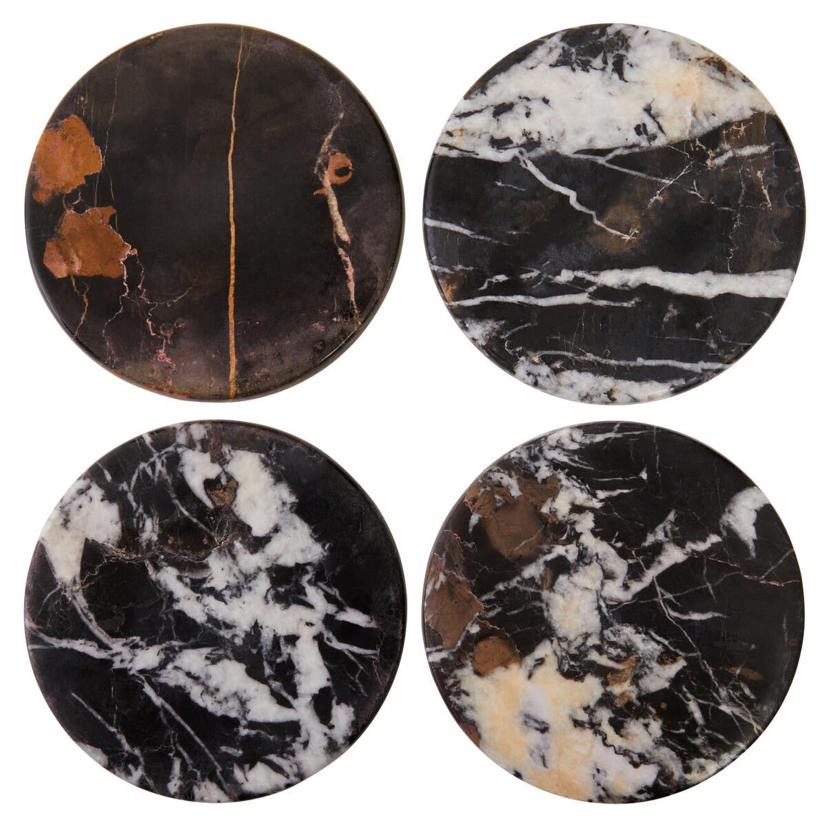 Salmo Black Marble Set of Four Marble Coasters