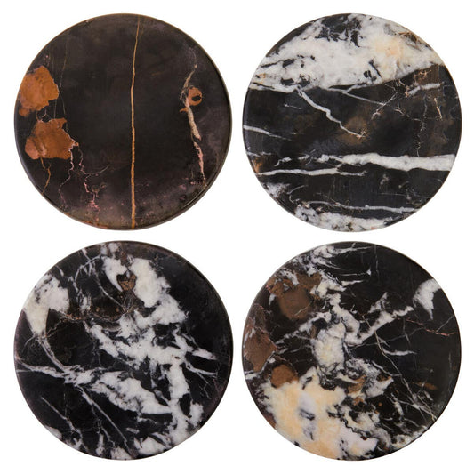 Salmo Black Marble Set of Four Marble Coasters