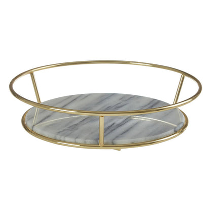 Delphine White Marble And Brass Finish Fruit Basket