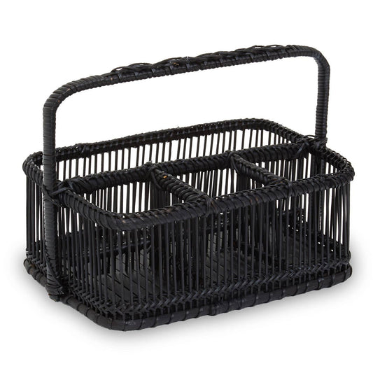 Ezell Black Rattan And Bamboo Caddy