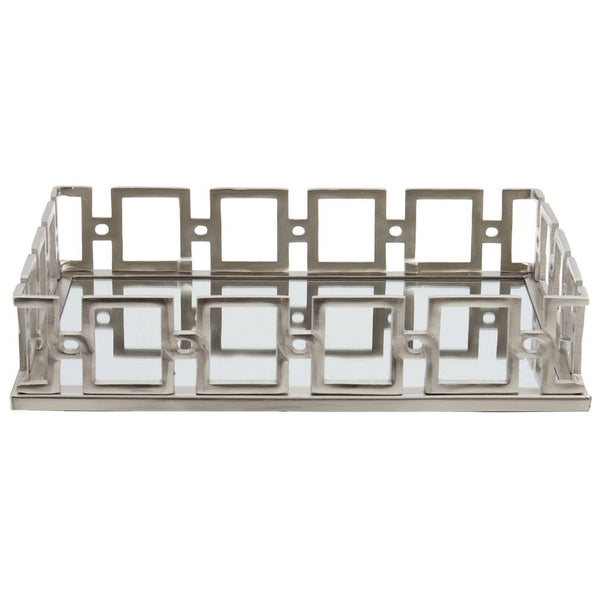 Rhoda Rectangle Nickel Finish Mirror Tray