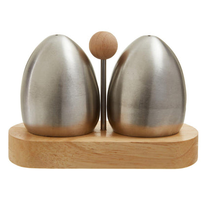 Natural Origins Stainless Steel And Rubberwood Salt Pepper Shakers
