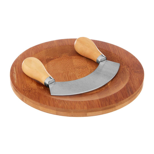 Aleki Bamboo Board with Mezzaluna Herb Chopper