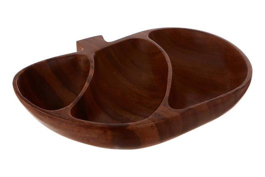 Kora Acacia 3 Section Apple Shaped Serving Dish