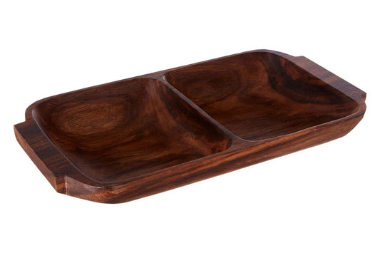 Kora Acacaia Two Section Serving Dish With Handles