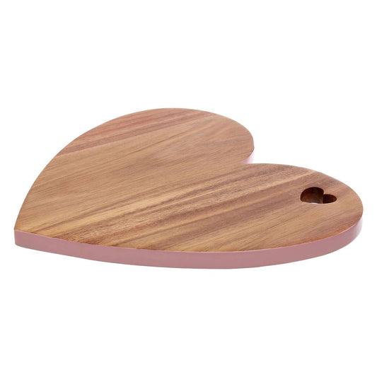 Socorro Acacia Heart Chopping and Serving Board with Pink Edge