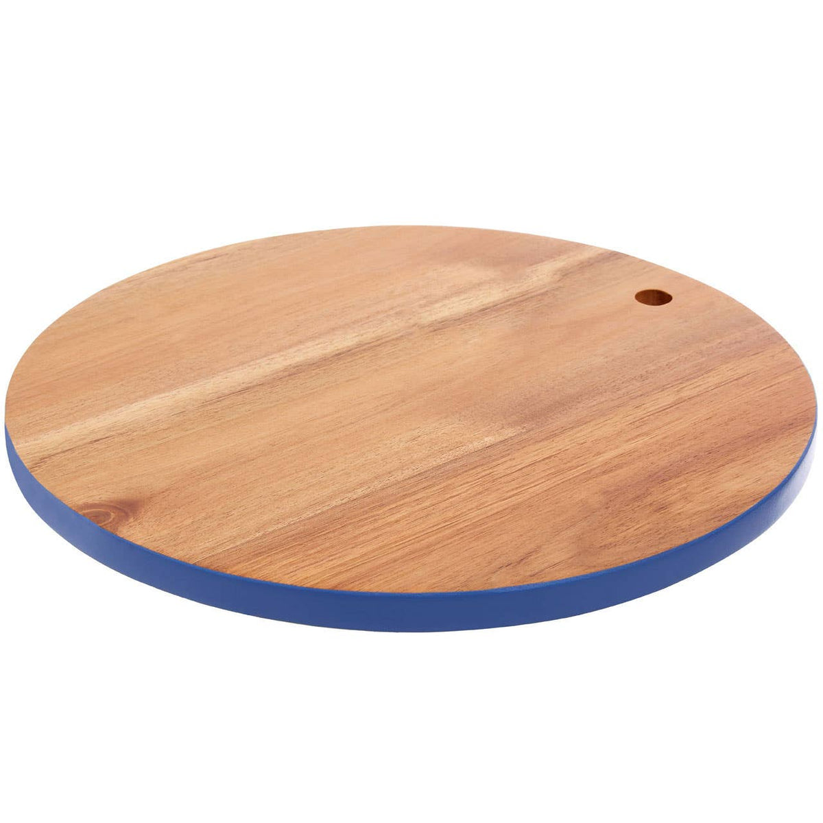 Socorro Round Acacia Chopping and Serving Board with Blue Edge