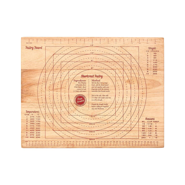 From Scratch Rubberwood Pastry Board with Measurement Markings