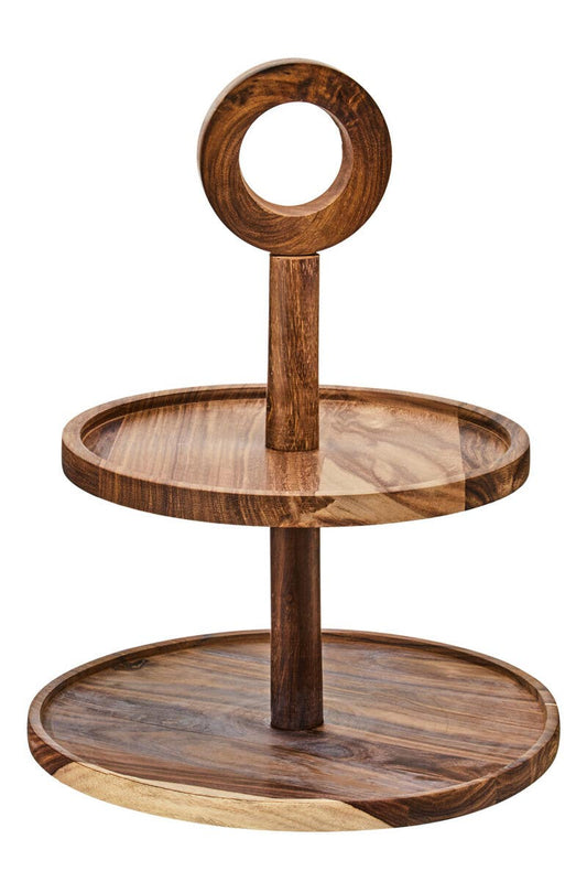 Kora Sheesham Wood Two Tier Cake Stand