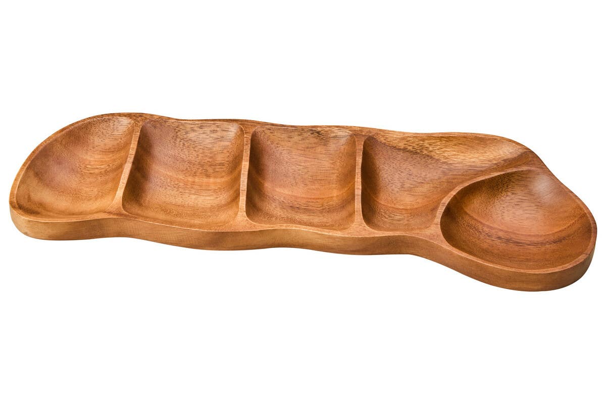 Kora Acacia Wood Five Section Antipasti Dish