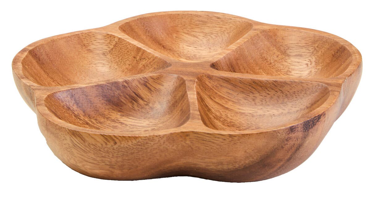 Kora Acacia Five Section Flower Serving Dish