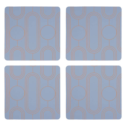 Frosted Deco Set of 4 Blue Coasters