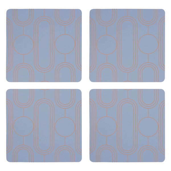 Frosted Deco Set of 4 Blue Coasters