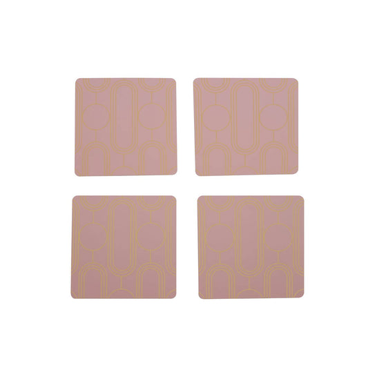 Frosted Deco Set Of 4 Pink Coasters